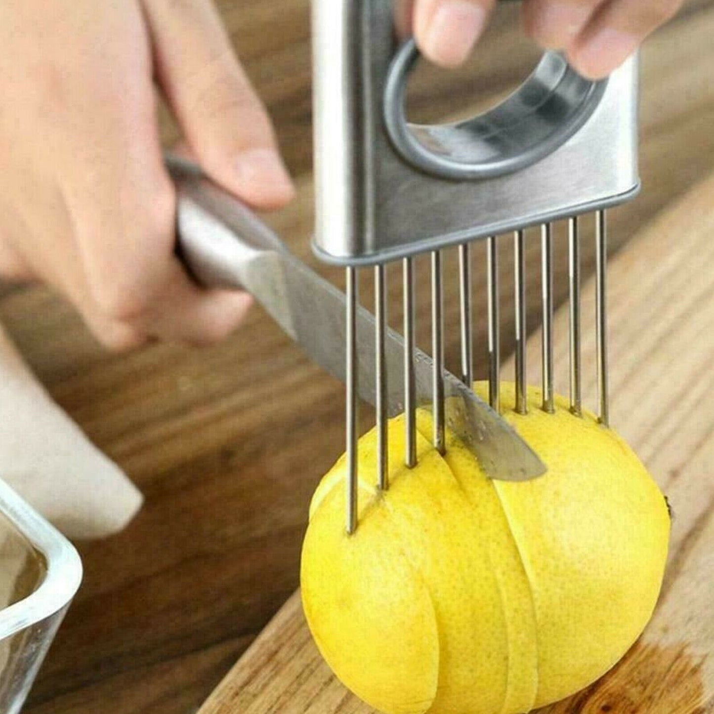 Zwiebelhalter Slicer Gemüsewerkzeuge Tomatenschneider Edelstahl Küchenhelfer