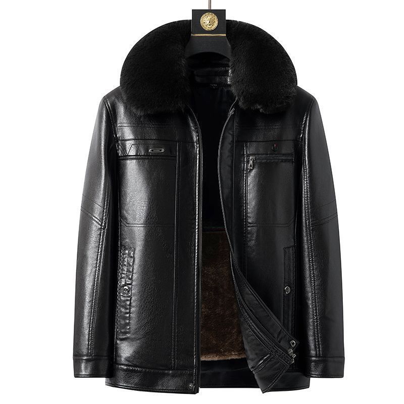 Fashion Personality Male Fleece-lined Leather Jacket