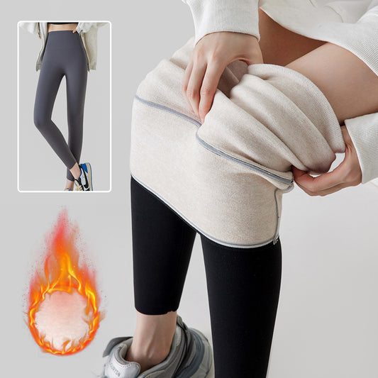 Hohe Taille Kaschmir Leggings Winter Warm Solide Plüsch Hosen Mode Schlanke Hose Frauen Kleidung