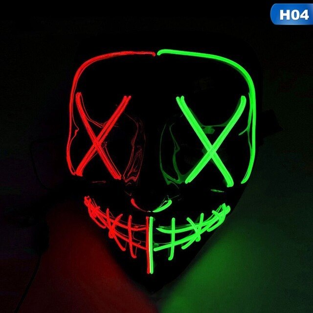 Scary face with blood horror thriller LED glow mask