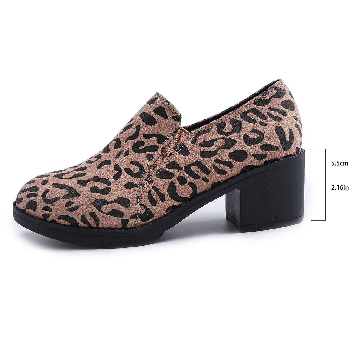 Modische Schuhe mit Leopardenmuster und klobigem Absatz für Damen