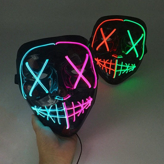 Scary face with blood horror thriller LED glow mask