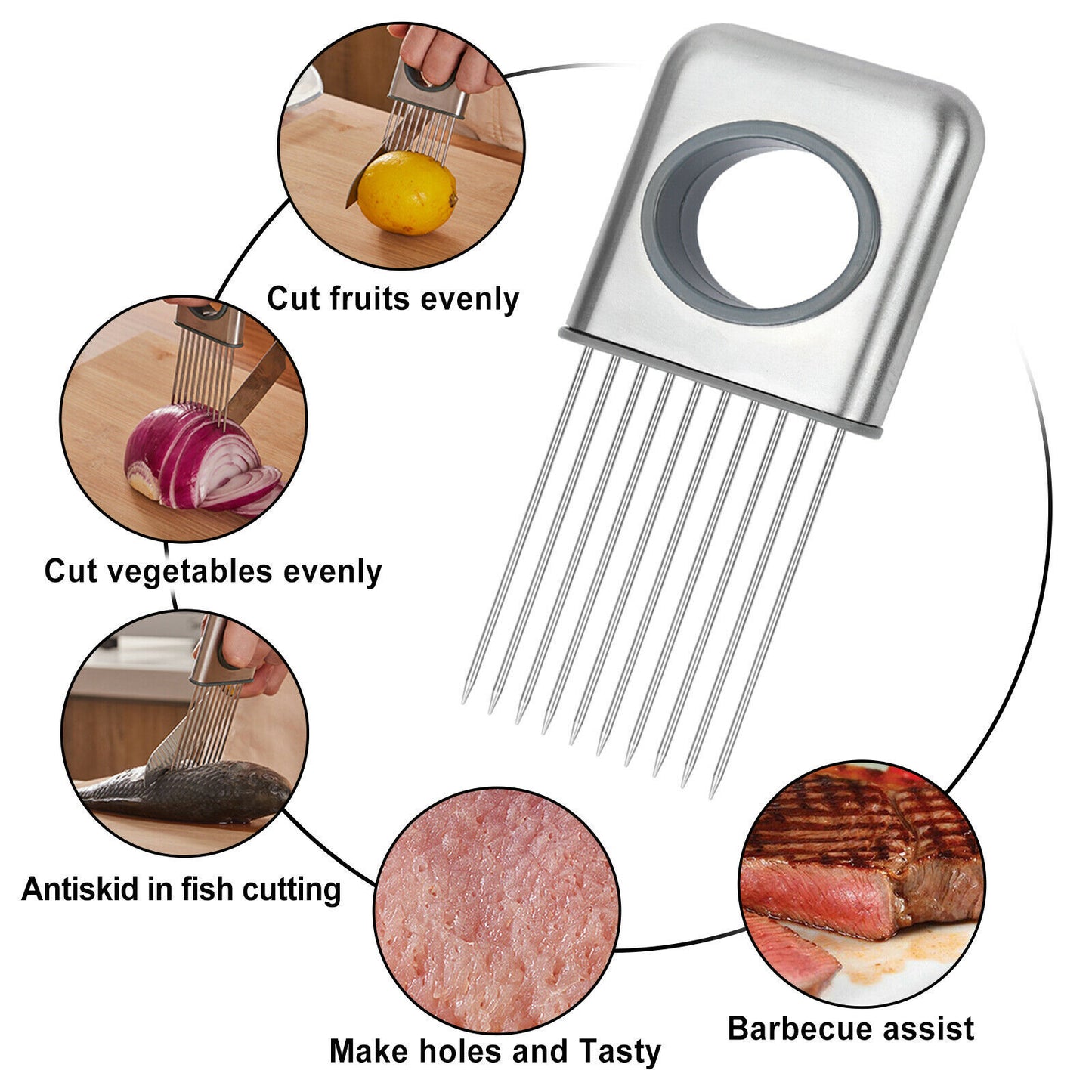 Zwiebelhalter Slicer Gemüsewerkzeuge Tomatenschneider Edelstahl Küchenhelfer