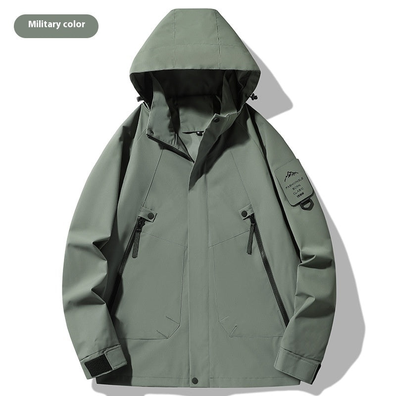 Einlagige Outdoor-Shell-Jacke, dünn, winddicht, wasserdicht, Bergsteigeranzug