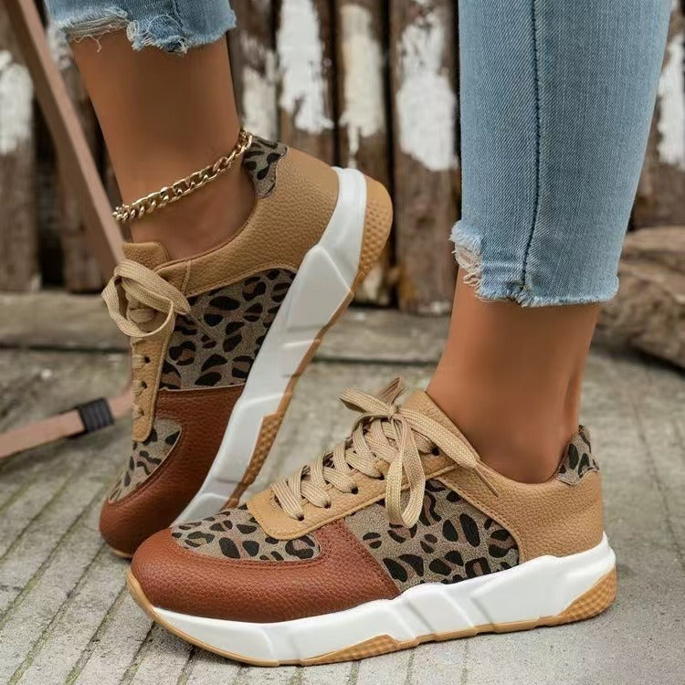 Casual Sneaker mit dicker Unterseite und Camouflage-Muster für Damen