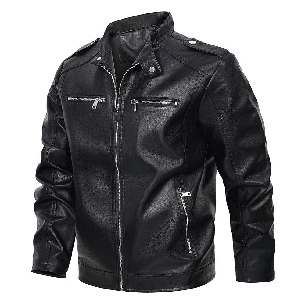 Stand Collar Motorcycle Clothing Men's Jacket