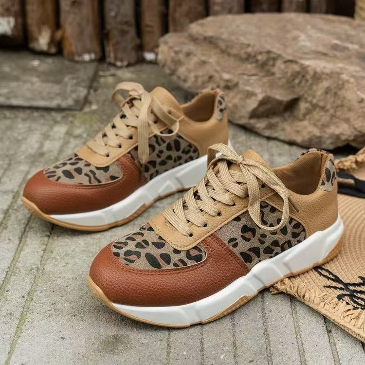 Casual Sneaker mit dicker Unterseite und Camouflage-Muster für Damen