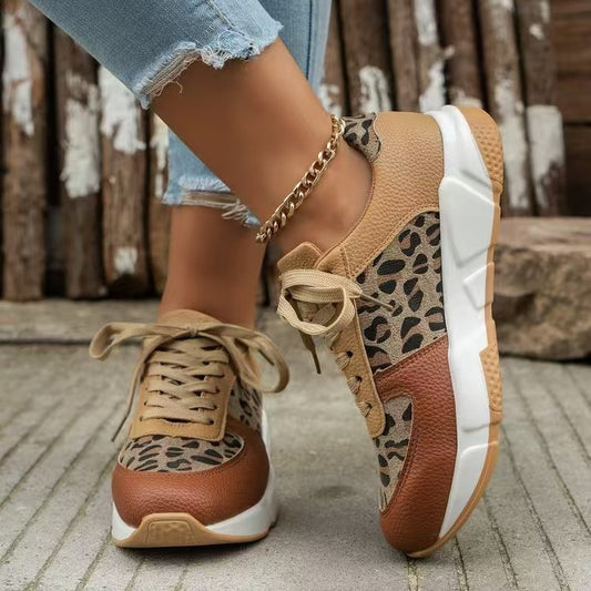 Casual Sneaker mit dicker Unterseite und Camouflage-Muster für Damen