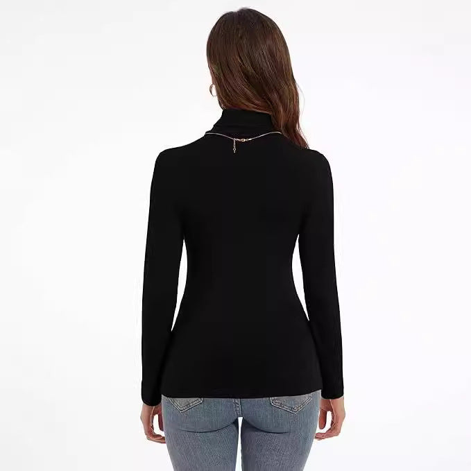 Women's Base Shirt Slim-fit Turtleneck Elegant Graceful