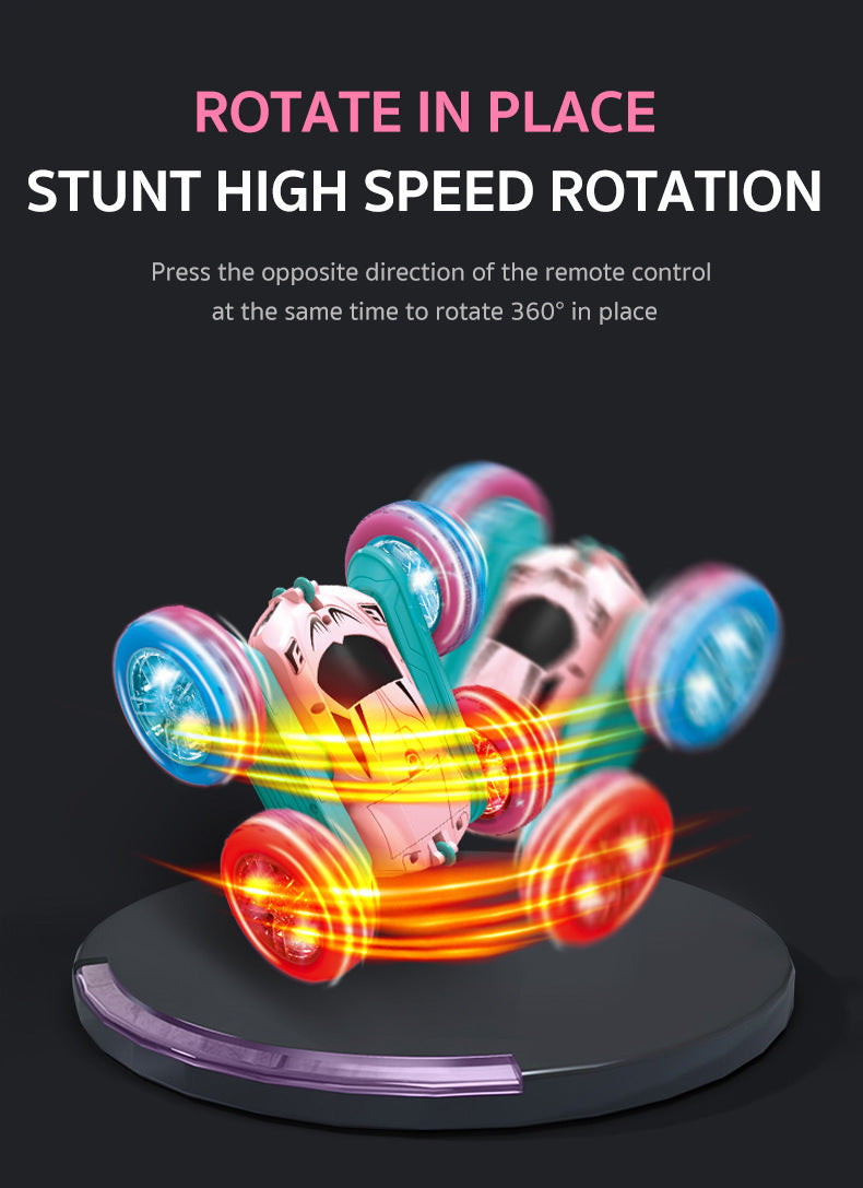 Remote Control Stunt Car Light Wheel Swing Arm Double-sided Rolling Car Toy