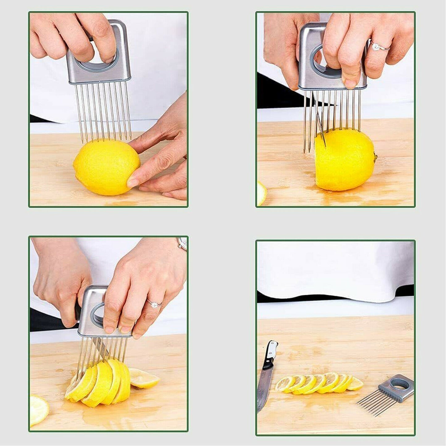 Zwiebelhalter Slicer Gemüsewerkzeuge Tomatenschneider Edelstahl Küchenhelfer