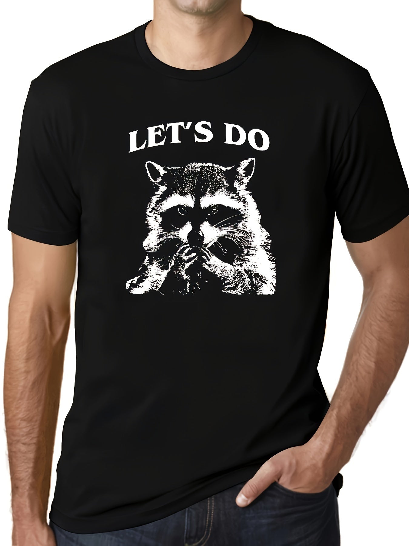 Men's Raccoon Printed T-shirt, Fun T-shirt