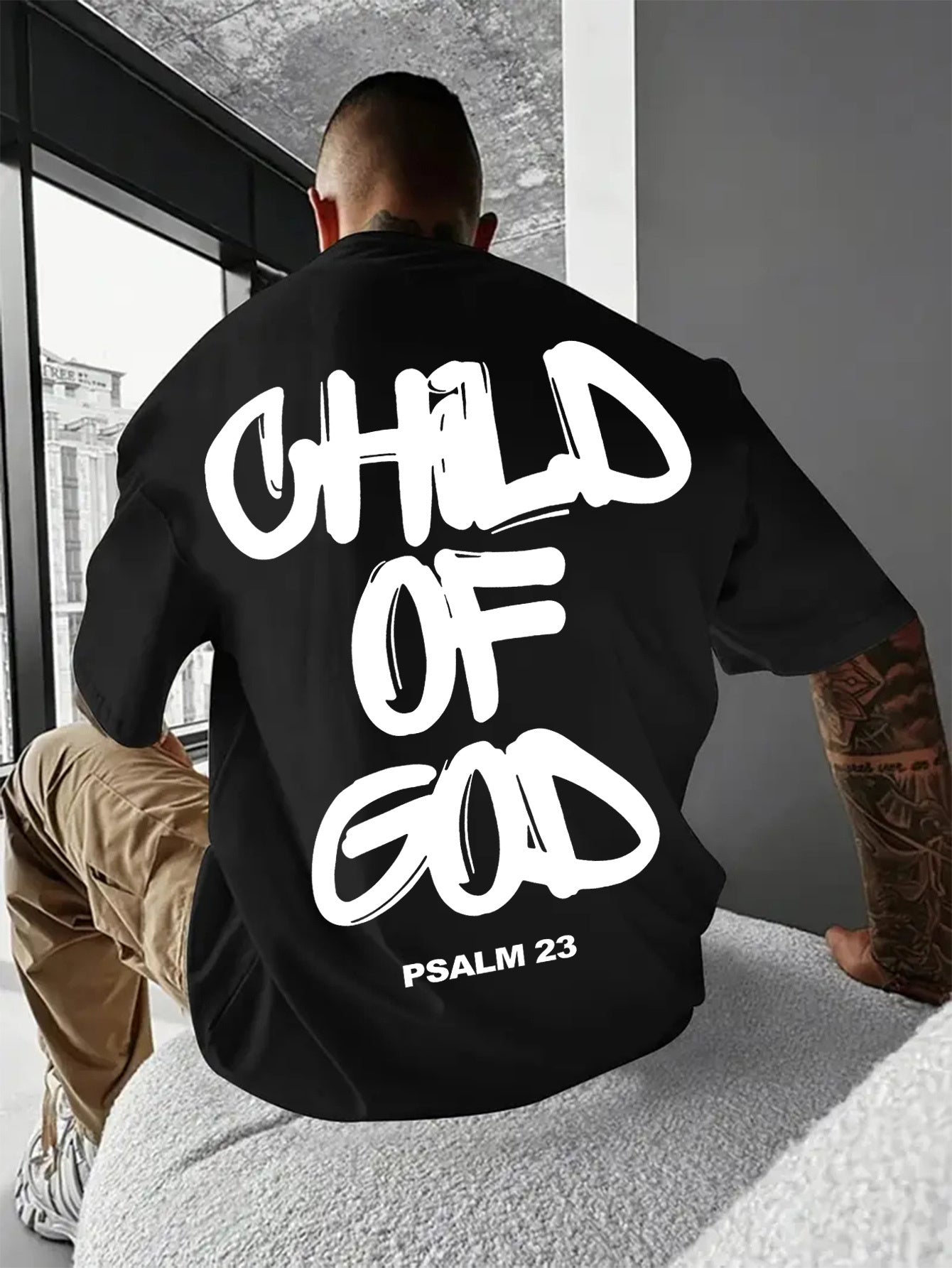 PSALM 23 Bedrucktes T-Shirt, Herren-T-Shirt, lässiges Kurzarm-T-Shirt für den Sommer