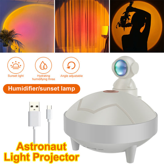 Astronaut Sunset Lamp Humidifier 2 Spraying Mode 360 Degree Rotating Head Astronaut Light USB Charging Projector Lamp