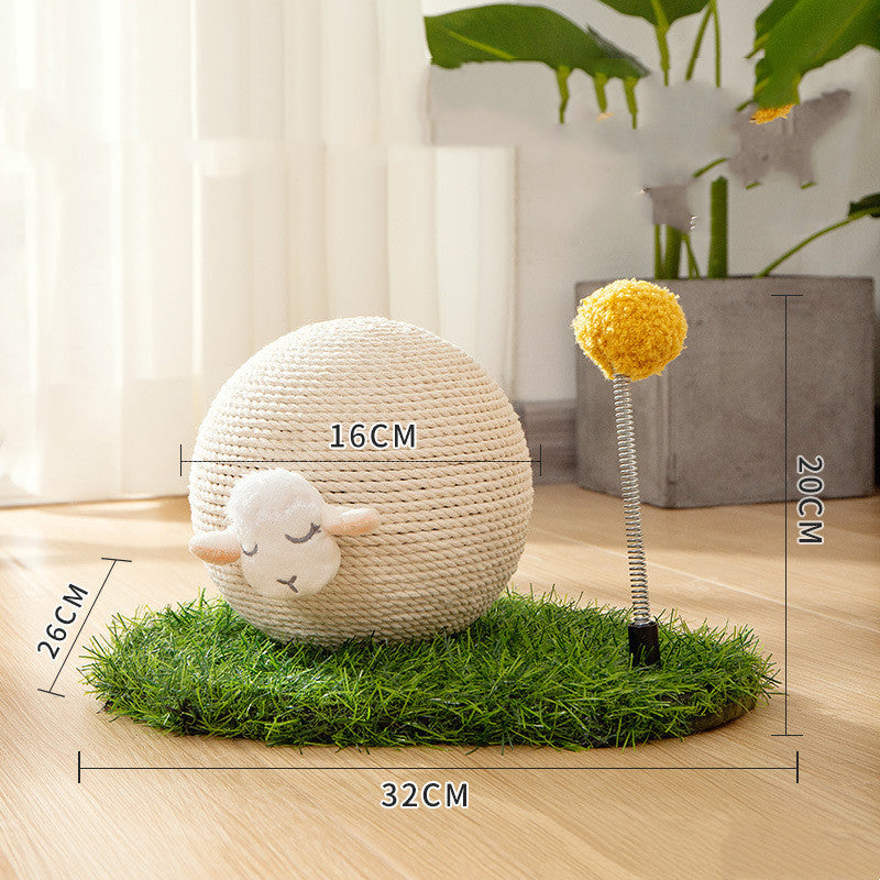 Katzenkratzbaum Sisalseil Ball Katzenkratzbaum Holzständer Anti-Scratch-Spielzeug für Katzen