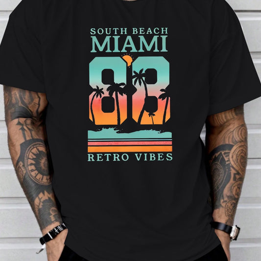 Miami South Beach Redovis bedrucktes T-Shirt, Herren-T-Shirt, lässiges Kurzarm-T-Shirt für den Sommer